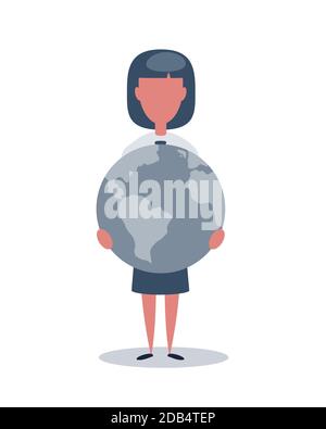Vektor-Illustration der Frau hält Erde in seinem Hände Stock Vektor