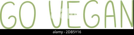 Gehen Sie vegan Text Symbol, Cartoon und flachen Stil Stock Vektor