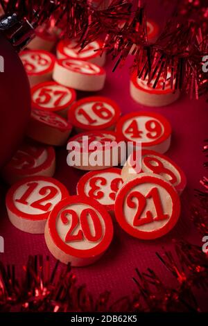 Weihnachten oder Neujahr - 2021 Bingo Zahlen Stockfoto