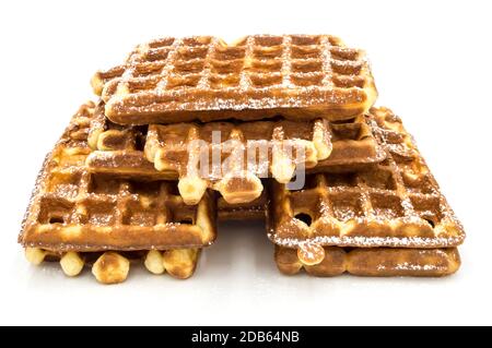 Mit belgischen Waffeln auf weißem Hintergrund Stockfoto