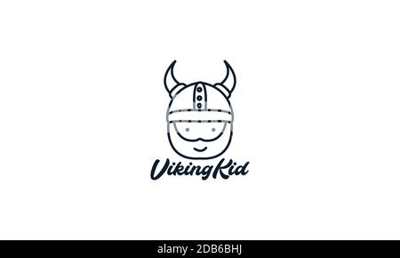 viking Kopf niedlich Kinder Linie Logo Symbol Vektor Illustration Design Stock Vektor