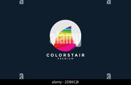 Abstrakt bunten Kreis Treppen Logo Symbol Vektor Illustration Design Stock Vektor