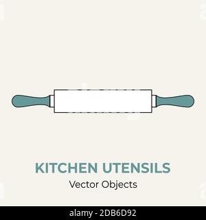 Nudelholz einfache Form Vektor Illustration. Vektor Linie Illustration isoliert Nudelholz Logo Symbol Cafe Menü Banner Stock Vektor