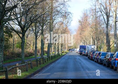 Blick auf die Mill Road in Arundel, West Sussex Stockfoto