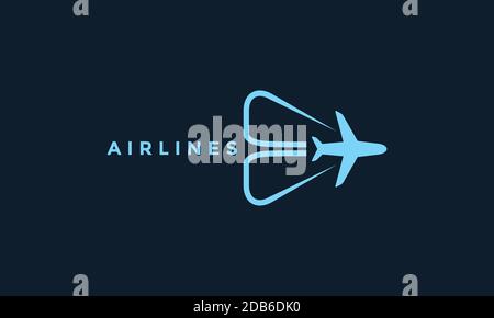 Buchstabe E Linie modern mit Flugzeug fliegen Logo Symbol Vektor Illustrationsdesign Stock Vektor