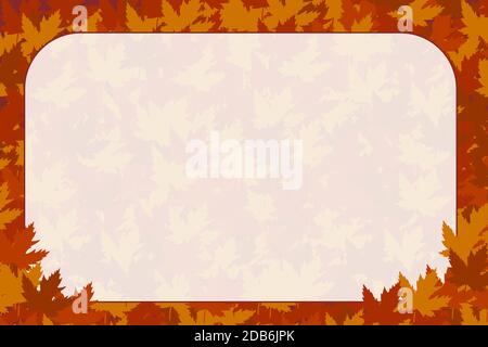 Ein Herbst lässt Urlaub Thanksgiving Illustration Szene mit abgerundeten weißen Intert und Rand mit gelben, Gold, rot, braun und orange Herbstfarben Stockfoto