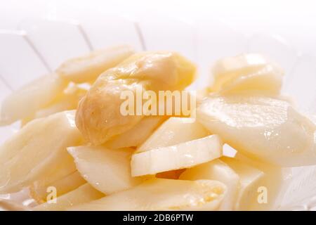 Salat von weißen Spargel mit Tipps als Makro geschossen Stockfoto