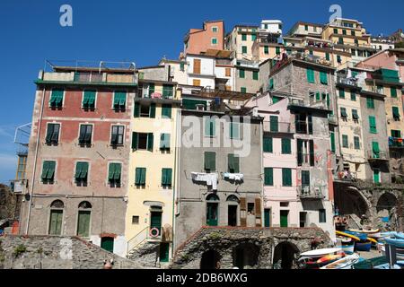 Riomaggiore - eine der Städte der Cinque Terre in Italien Stockfoto