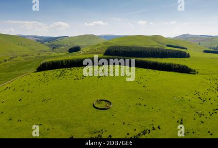 Luftaufnahme südwestlich von Dodburn Richtung Skelfhill und Cauldcleuch Hauptteil des südlichen Uplands, Scottish Borders, Schottland Stockfoto