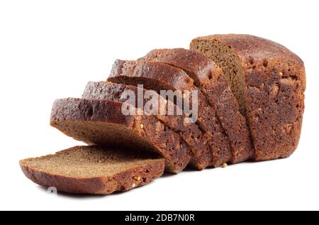 Schwarze Roggenbrot nützlich isoliert auf weißem Hintergrund Stockfoto