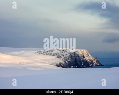 Nordkaper ist ein kap an der Nordküste der Insel Mageroya in Nordnorwegen. das kap befindet sich in der Gemeinde Nordkapp in Troms og Finnmark Cou Stockfoto