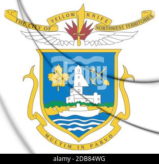 3D Yellowknife Wappen, Kanada. 3D-Illustration. Stockfoto