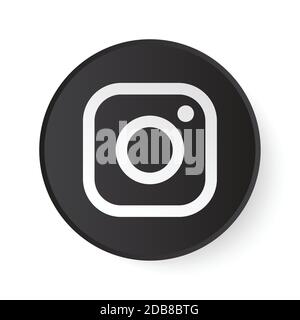 Instagram Kreis schwarze Taste mit weißem Logo. Social Media-Symbol mit modernem Design für weißen Hintergrund. 3D Runde Vorlage mit schöner Form Stock Vektor