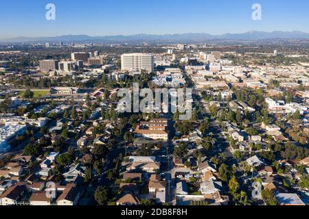 Luftaufnahme der Innenstadt von Santa Ana Kalifornien einschließlich der Bundes gerichtsgebäude Stockfoto