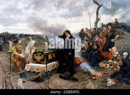 Joana the Mad Holding Vigil über den Coffin ihres verstorbenen Ehemannes Philip der Handsome - Francisco Pradilla Ortiz, um 1877 Stockfoto