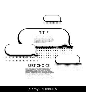 Vector moderne Halbton Blase Sprache Symbole Geschäft und Technologie Hintergrund. Stock Vektor