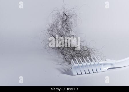 Ein schlechter Kämmen verursacht Haarschäden Stockfoto