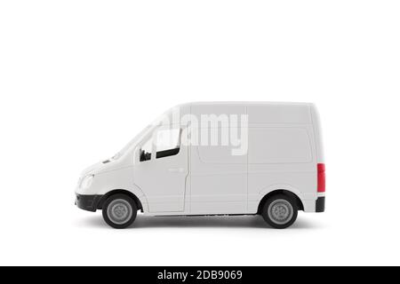 Transport white van Auto auf weißem Hintergrund mit Freistellungspfad Stockfoto