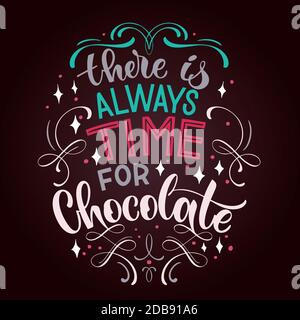 Schokolade Hand Schriftzug Zitat. Bunte Weihnachten Winter Wort Komposition. Vektor-Design-Elemente für T-Shirts, Tasche, Poster, Karte, Aufkleber und Menü Stock Vektor