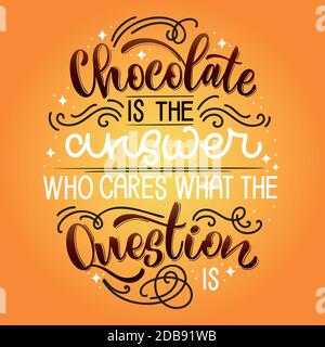 Schokolade Hand Schriftzug Zitat. Bunte Weihnachten Winter Wort Komposition. Vektor Design Elemente für T-Shirt, Tasche, Poster, Karte, Aufkleber und Menü Stock Vektor