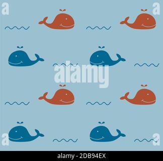 Marine nahtlose Hintergrund mit Walen. Stock Vektor