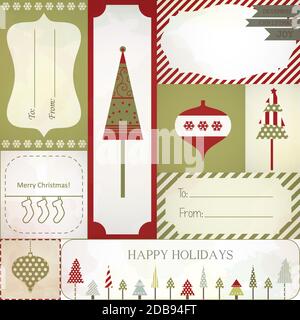 Weihnachtsgeschenk-Tags, Etiketten und Aufkleber. Stock Vektor