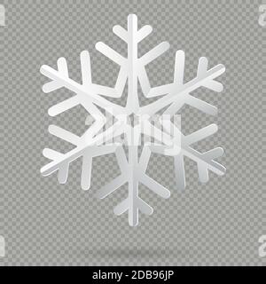 Weiße realistische gefaltete Papier Weihnachten Schneeflocke mit Schatten isoliert auf transparentem Hintergrund. EPS 10-Vektordatei Stockfoto
