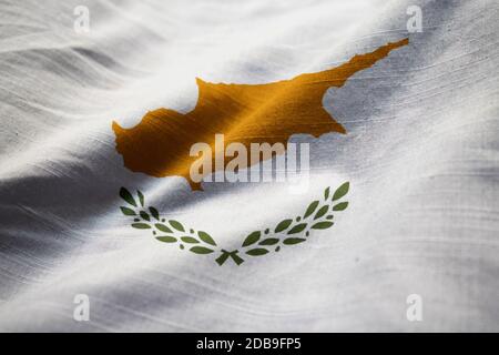 Nahaufnahme von gekräuselten Zypern Flagge Zypern Flagge weht im Wind Stockfoto