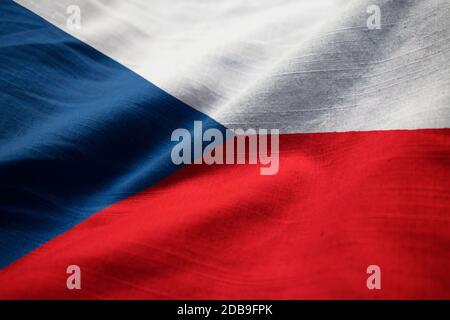 Nahaufnahme von gekräuselten Tschechische Republik Flagge Tschechische Republik Flagge weht im Wind Stockfoto