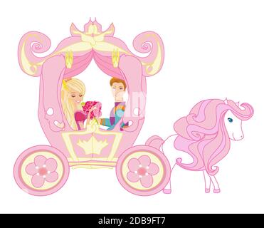 Prinzessin mit Prinz im Schlitten Stockfoto