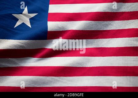 Nahaufnahme von gekräuselten Liberia Flagge Liberia Flagge weht im Wind Stockfoto