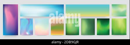 11 Stück Panorama bunt Regenbogen Farben Hintergründe - Vektor-Illustration Stock Vektor