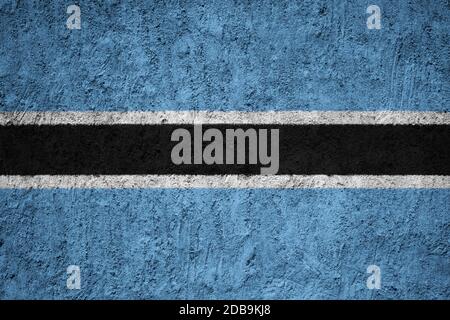 Botswana Flagge auf dem gebrochenen grunge Beton Wand gemalt Stockfoto