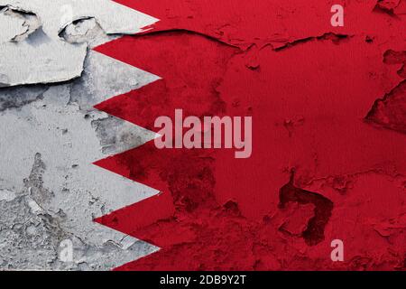 Bahrain Fahne auf dem gebrochenen grunge Beton Wand gemalt Stockfoto