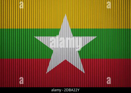 Myanmar Flagge auf der gerissenen Grunge Betonwand gemalt Stockfoto