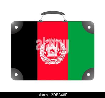 Flagge des Landes Afghanistan in Form von Ein Reisekoffer auf weißem Hintergrund - Illustration Stockfoto