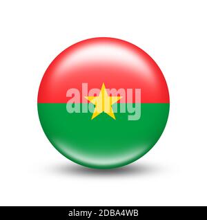 Burkina Faso Landesflagge in Kugel mit weißem Schatten - Abbildung Stockfoto