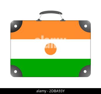 Niger-Landesflagge in Form eines Reisekoffers Auf weißem Hintergrund - Abbildung Stockfoto