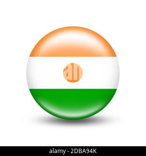 Niger-Landesflagge in Kugel mit weißem Schatten - Illustration Stockfoto