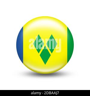 Flagge von St. Vincent und den Grenadinen in Sphere Mit weißem Schatten - Illustration Stockfoto