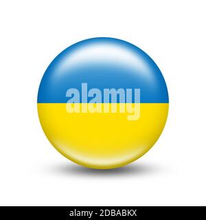 Ukraine Land Flagge in Kugel mit weißem Schatten - Illustration Stockfoto