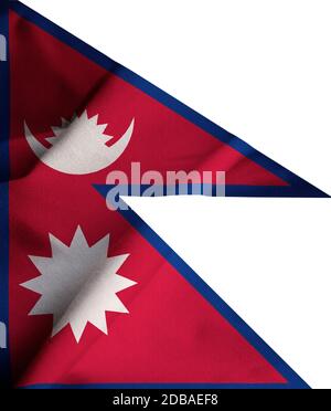 Nahaufnahme der Ruffled Nepal Flagge, Nepal Flagge weht im Wind Stockfoto