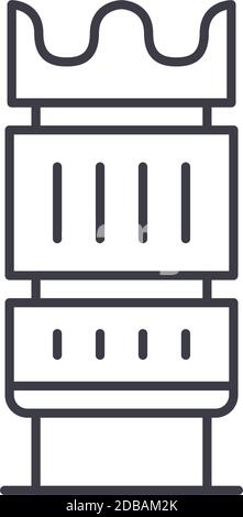 Tele-Objektiv Symbol, lineare isolierte Illustration, dünne Linie Vektor, Web-Design-Zeichen, Kontur Konzept Symbol mit editierbaren Kontur auf weißem Hintergrund. Stock Vektor