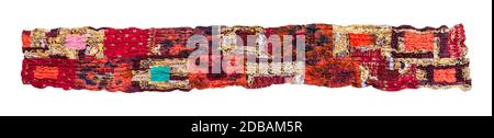 Genäht rot braun Patchwork Schal isoliert auf weißem Hintergrund Stockfoto