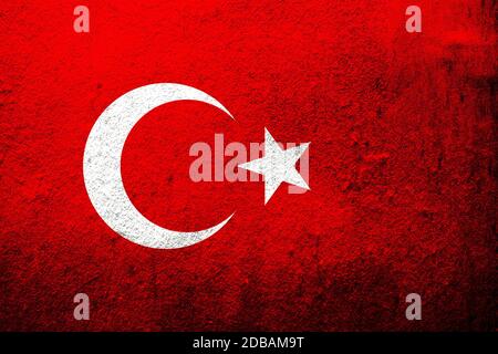 Nationalflaggen der Türkei (Republik Türkei). Grunge Hintergrund Stockfoto