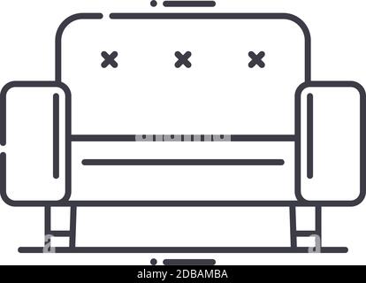 Sofa-Symbol, lineare isolierte Illustration, dünne Linie Vektor, Web-Design-Zeichen, Kontur Konzept Symbol mit editierbarer Kontur auf weißem Hintergrund. Stock Vektor