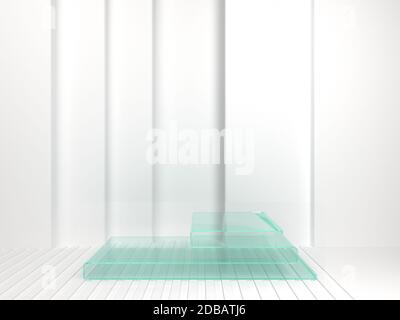 3d gerendert abstrakt Podium Hintergrund - Abstrakt, 3d gerendert weißen Hintergrund mit Glas Podium. Stockfoto