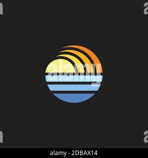 Sonne Ozean Gradient geometrische Kreis Logo Vektor Stock Vektor