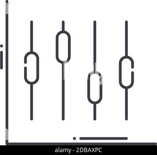 Technische Analyse Symbol, lineare isolierte Illustration, dünne Linie Vektor, Web-Design-Zeichen, Umriss Konzept Symbol mit editierbaren Strich auf weiß Stock Vektor