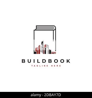 Bau buch Logo Design symbol Vektor Vorlage Stock Vektor